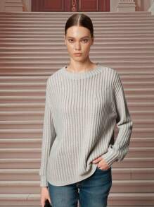 SHEIN Unity Quần áo mùa thu cho nữ, Áo len chui đầu cho nữ khi trở lại trường, Áo len chui đầu cho giáo viên nữ mùa thu đông - Màu xám đen - Xem 3