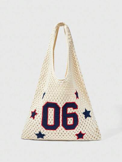 Kawaii Women's Hollow Out Shoulder Bag With Digital Five-Pointed Star Pattern