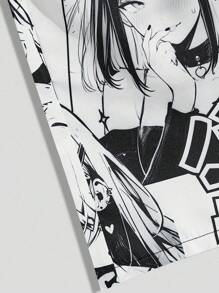 ROMWE MEN Anime Spring/Summer Casual Graphic Men'S Cartoon Character Print Shorts, School - Multicolor - View 4