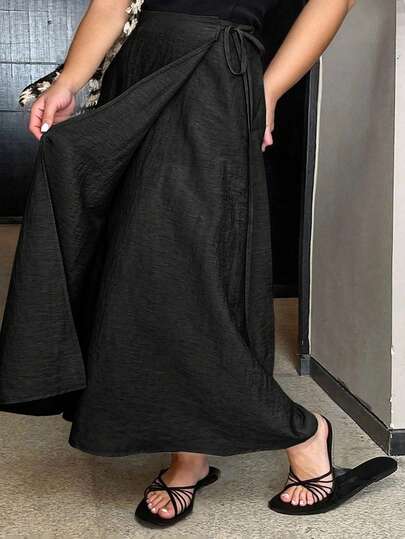 Dazy Plus 纯色系带口袋直筒长裙，夏季