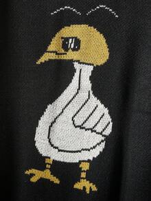 Manfinity CasualKnits 男士休闲卡通图案毛衣，秋冬 - 黑色 - 查看 3