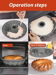 1Pc Silicone Fluted Colorful Cake Pan,Non Stick Chiffon Cake Mold,For Kitchen( update style ) - Grey - View 7