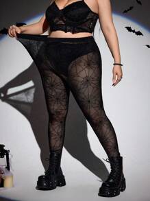 SHEIN CURVE+ 加大码不对称下摆口袋连衣裙哥特/哥特式女装/万圣节加大码/万圣节服装