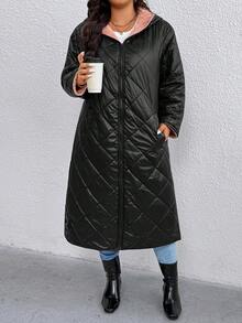 EMERY ROSE Áo khoác dài thường ngày có mũ trùm đầu cỡ lớn dành cho nữ - màu đen - Xem 4