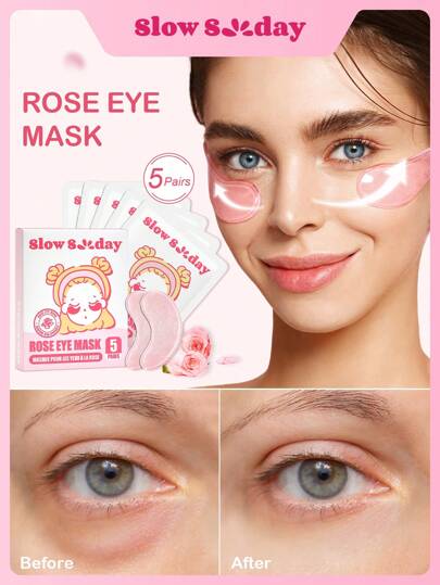 Slow Sunday Rose Eye Mask, Eye Mask, Eye Patch, Korean Skincare, Rose Water & Sodium Hyaluronate, Diminish Eye Bags, Improve Dark Circles, Tighten The Skin, Brigheten Eye Contour