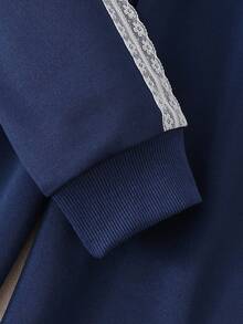 Sparklyn 青少年女孩休闲蝴蝶结运动衫和裤子套装 - 藍色 - 查看 4