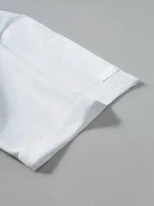 Manfinity Homme Men's Solid Color Short Sleeve Stand Collar Chef Shirt Chef Coat Chef Jacket Men Short Sleeve Chef Coat White Chef Jacket - White - View 3