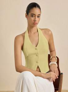 INAWLY 女式性感前扣露背背心，夏季