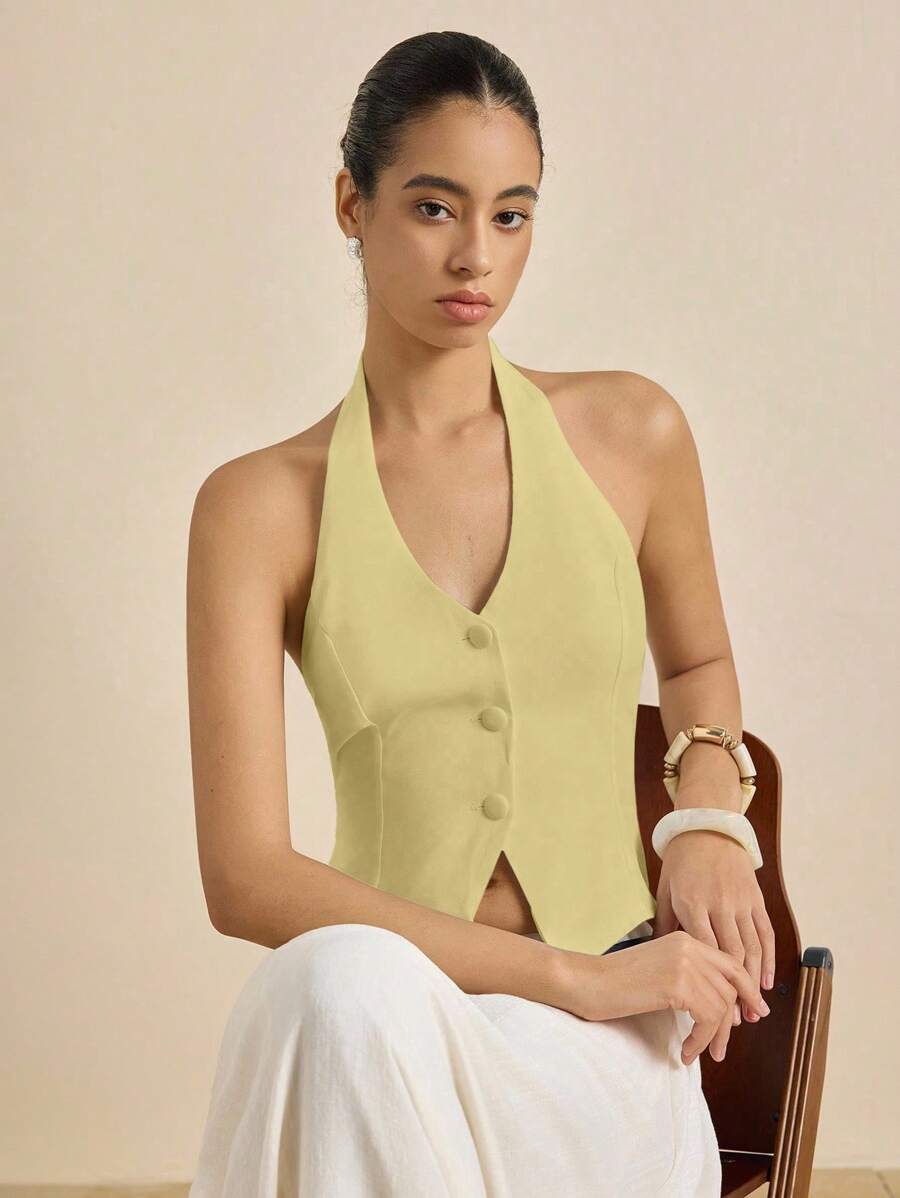 INAWLY 女式性感前扣露背背心，夏季