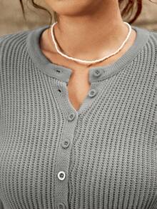 Easura كارديجان طويل مضفر بأكمام طويلة وأزرار فردية للنساء ذوات الحجم الكبير، لون أحادي