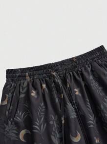 ROMWE Fairycore Plus Size Dark Vintage Mysterious Star & Plant All-Over Print Pants - Multicolor - View 3
