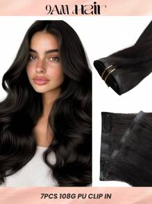 Seamless Clip Ins 7 件无缝 PU 夹式真人发片 100% 真人发 14-22 英寸渐变色金色皮肤纬纱雷米接发 110G 带夹子
