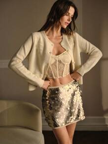 MOTF PREMIUM 珠饰纽扣开衫 - 杏色 - 查看 8