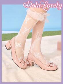 Dola Lovely Zapatos de plataforma y tacón alto con lazo y encaje, estilo Lolita, adecuados para Halloween y Navidad