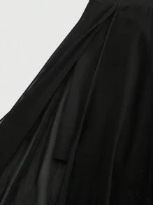 ROMWE Summer Vacation Style Gothic Moon Hollow Out Mesh Splice Off-Shoulder Slit Women Dress - Black - View 5