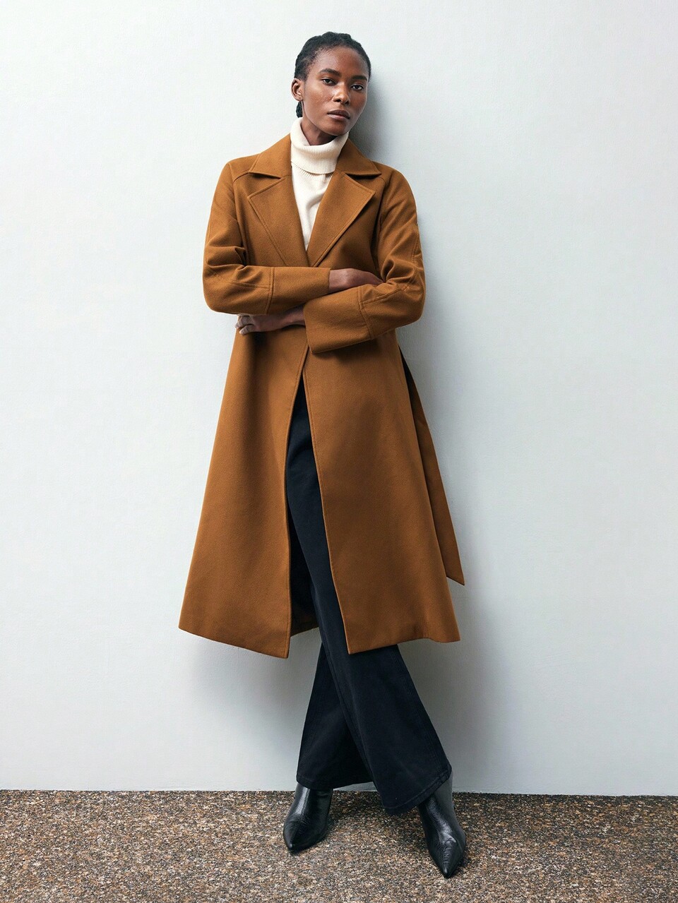 SHEIN Maija 2025 Early Autumn Double-Sided Women Long Overcoat,Elegent Camel Brown Coat For Office,Winter Fall Casual Women's Halloween Costume Thanksgiving