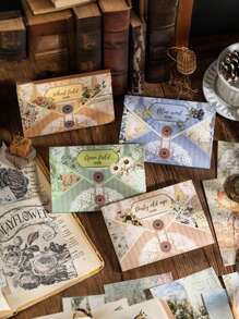 SHEIN 60 张复古主题便笺纸，高容量剪贴簿纸，具有多种复古内容，适用于子弹日记本， - 彩色 - 查看 6