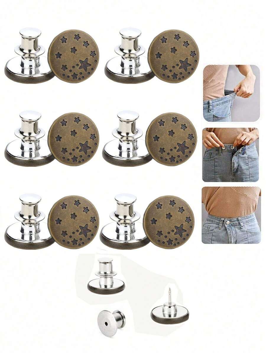 6 件/12 件牛仔裤纽扣替换件 17 毫米免缝金属纽扣修理套装 免钉可拆卸牛仔裤纽扣替换套装 情人节、婚礼、生日、纽扣、缝纫、缝纫用品、缝纫配件、工艺用品、DIY、成人工艺品 - 銅色 - 查看 1