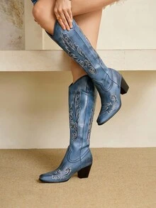 Styleloop 女式西部牛仔靴，刺绣马靴，切尔西靴，中筒靴，适合万圣节、圣诞节、派对