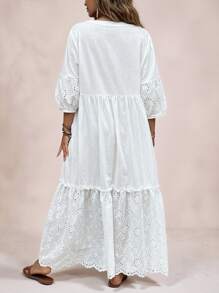 Freevana Robe de vacances grande taille femme avec encolure en V, cordons à franges et texturée à ligne A, robe longue blanche, tenue d'invité pour mariage, robe bohème romantique pour la plage, robe de remise des diplômes pour femme, robe d'invitée de mariage, vêtements d'été boho pour femme, tenues de brunch pour femme, tenues d'aéroport pour femme, tenues de vacances à la plage, tenues de city break, tenues de vacances, robes blanches pour femme, mini-robes pour femme, robes occidentales pour femme, robes pour femme, robes de fête pour femme, robe de Pâques blanche élégante pour femme