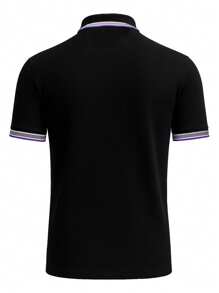 Hugo Boss 男士条纹短袖休闲 Polo 衫 - 008 黑色 - 查看 5