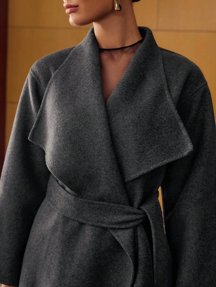 WOOL BELTED SPLIT OVERCOAT