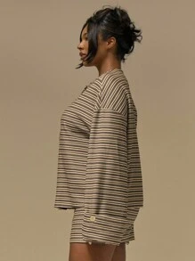 MUSERA 条纹纽扣长袖上衣，仅限可爱夏季假日优雅度假浪漫农舍 - 彩色 - 查看 4