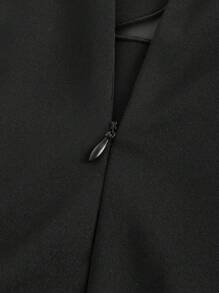 ROMWE Summer Vacation Style Gothic Moon Hollow Out Mesh Splice Off-Shoulder Slit Women Dress - Black - View 3