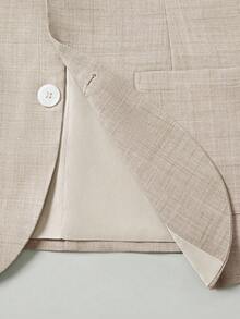 Calvornis Herren Einfarbiger Jackett-Kragen Langarm Jacke und Hose Lässig anzug Set - Khaki - Übersicht 10