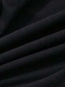 DAZY 不对称设计修身长袖女式 T 恤，秋季服装学院风上衣 - 黑色 - 查看 7