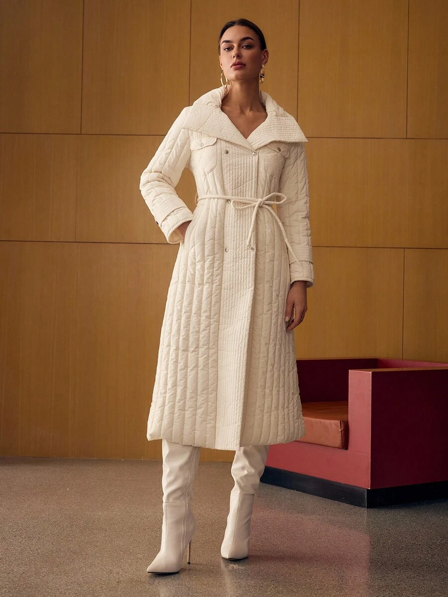 MOTF PREMIUM 系腰带双排扣冬季大衣