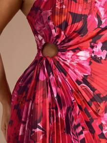 SHEIN BAE Plus Size Women's Spring Summer Casual Elegant Waist Hollow Tie Dress, Bodycon Beach Vacation Dress, Vacation Dress With Multiple Pleats Asymmetric Dress, Graduation Dress,Beach Outfits For Woman/Fall/Winter Women Clothes/Wedding Guest Dress  Plus Size/Halloween Plus Size/Hoco Dressses/Christmas/Night Out/Birthday Dresses For Women/Dresses For Women Elegant/Western Wear Women/Going Out Outfits