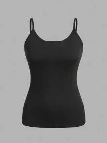 SHEIN EZwear 2 件女士黑色紧身休闲吊带背心，适合夏季 - 黑色 - 查看 6