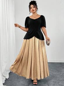 Ellevyn Vestido elegante de talla grande con bloques de color para Halloween, ropa de Halloween, disfraces de Halloween, ropa de Halloween para mujeres, disfraces de Halloween para mujeres de talla grande, disfraces de Halloween, fiesta de Halloween, atuendo de talla grande para mujeres, ropa para salir, ropa de otoño, vestidos largos para mujeres, vestido dorado, vestidos para mujeres, vestidos elegantes para mujeres - Multicolor - Ver 10