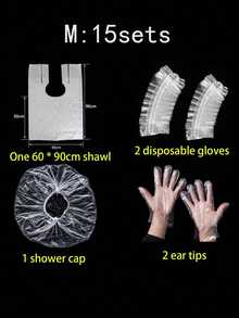 SHEIN 100个/50个一次性PE耳套，小号防水染色耳套（染色工具包随机包装） - 白色 - 查看 13