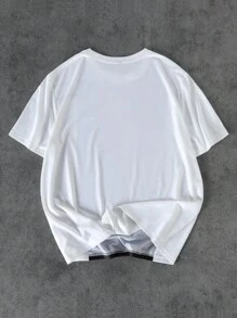 Manfinity Homme 夏季大码男士休闲拼色T恤 - 彩色 - 查看 2