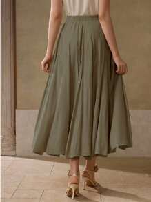 MOTF PREMIUM FOLD PLEATED FLOWY SKIRT - Army Green - View 2