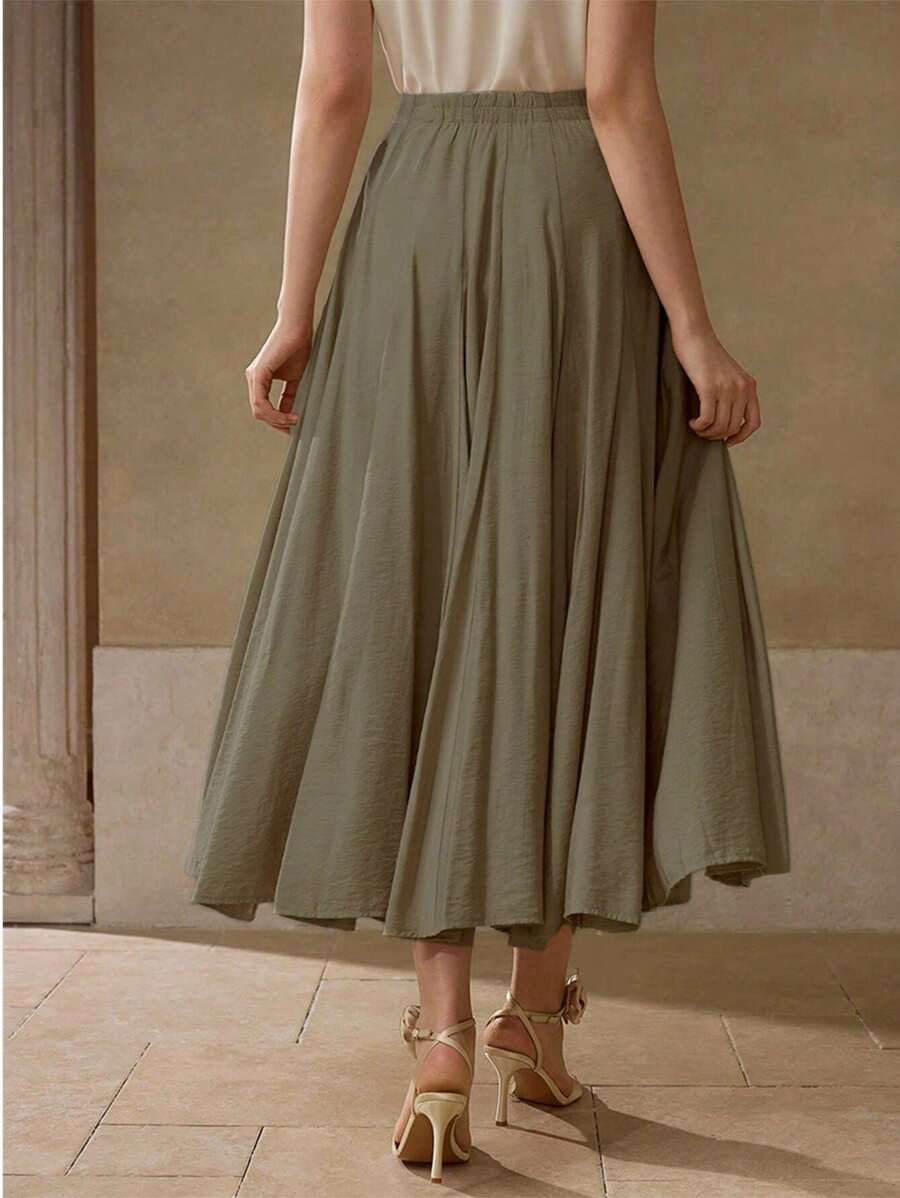 MOTF PREMIUM FOLD PLEATED FLOWY SKIRT - Army Green - View 2