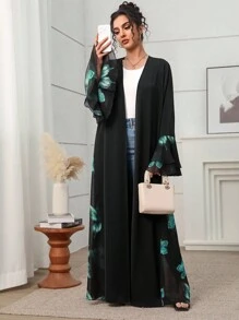 Yasmyna 休闲宽松时尚百搭长袖女式阿拉伯长袍 - 綠色 - 查看 3