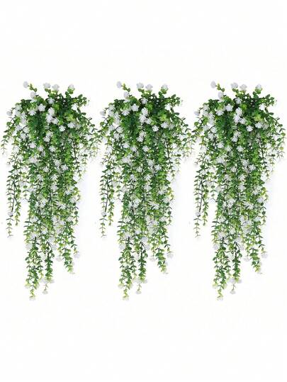 1PC 人造悬挂植物，假悬挂植物，盆栽绿植，人造桉树，曼陀罗藤蔓盆栽，适用于家庭花园、婚礼的室内外装饰，