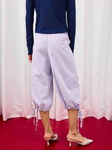 COUREZ Quần lửng cạp thấp có túi phía trước / Phong cách Y2K Thu Đông dành cho nữ, quần cargo nữ thường ngày dễ thương. - Màu tím - Xem 3