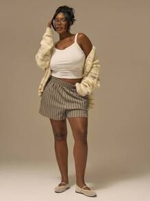 MUSERA Plus Size Mid Rise Mini Shorts Cute Holiday Elegant Romantic Curve Farmhouse - Multicolor - View 3