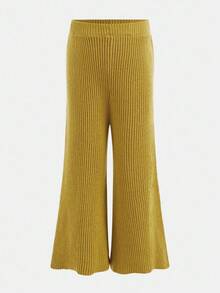 SHEIN Young Girl Colorblock Heart Jacquard Sweater & Knit Pants Set,In Fall/Winter - Yellow - View 9