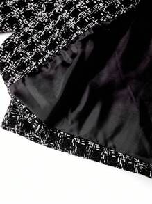 Ellevyn Women's Plaid Long Sleeve Button Design Elegant Overcoat, Women's Winter Coat,Winter Clothes For Women - Black - View 8