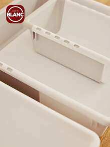 Madebyblanc 1 件家用伸缩抽屉收纳盒，内置分隔盒餐具隔层收纳盒化妆品收纳盒，适用于化妆品、家居用品、节省空间、学生用品、开学季 - 灰色+白色 - 查看 3