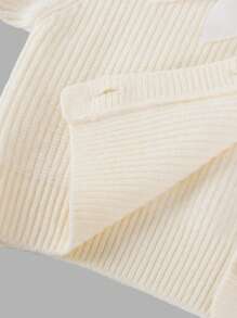 SHEIN Tween Girl Apricot Bow Knit Cardigan, Sweet & Versatile, Autumn/Winter - Multicolor - View 3