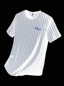NEON BLANC 男士夏季字母条纹短袖针织圆领休闲T恤 - 藍白色 - 查看 1