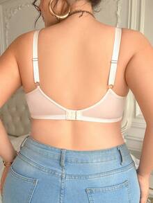 大码透明蕾丝文胸和无钢圈文胸 - 杏色 - 查看 2