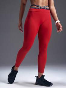 Powerista Quần legging thể thao thường ngày dáng ôm, chạy bộ, tập thể dục cho nữ - Đỏ - Xem 1