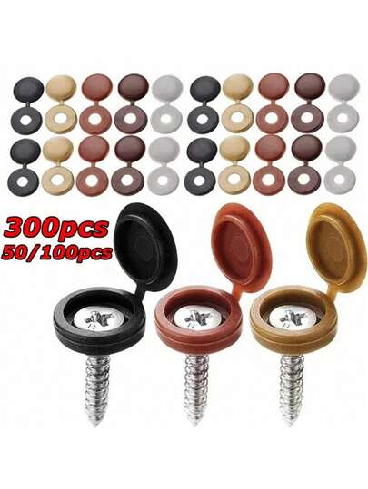 50/100/300Pcs Plastic Screw Fold Snap Protective Cap Button Nuts Cover Exterior Decor